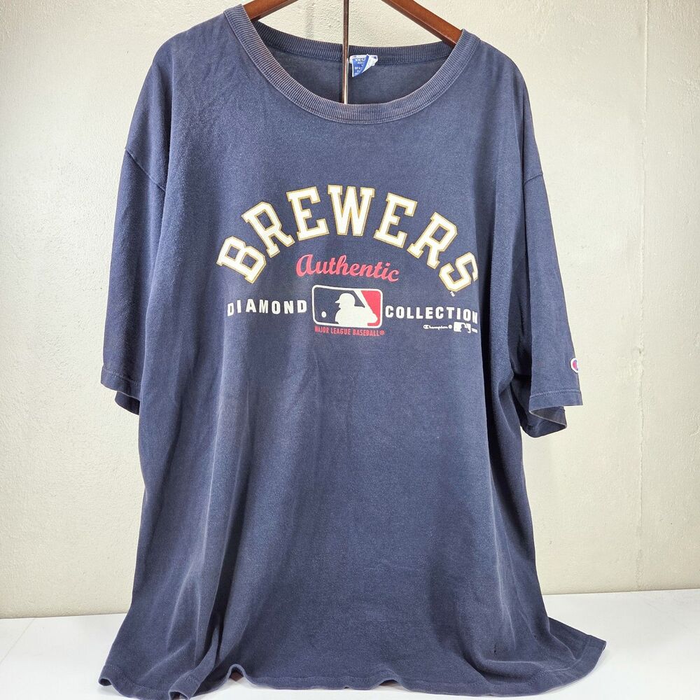 Vintage 90s Champion Diamond Collection Milwaukee Brewers Shirt Sz XXL - Picture 2 of 7